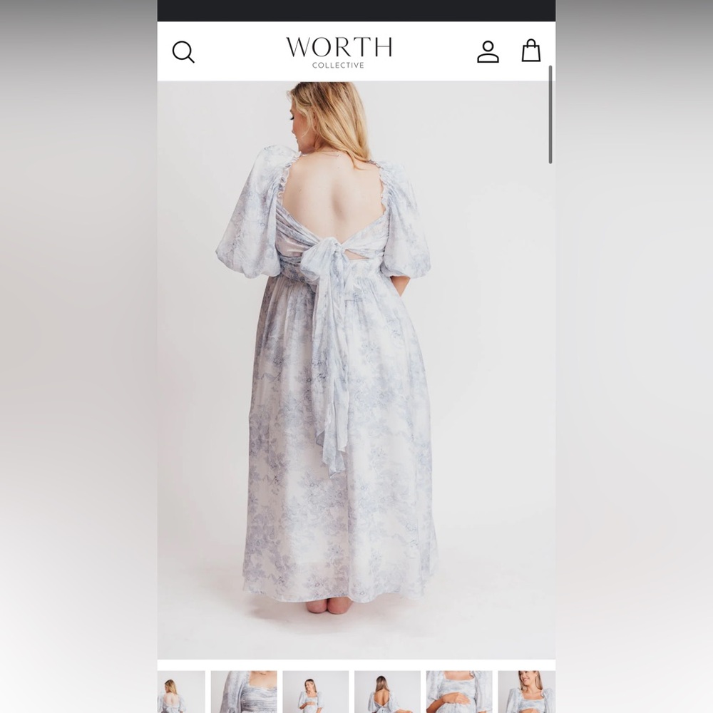 Melody Maxi Dress with Pleats and Bow Detail in Blue Floral - Bump Friendly